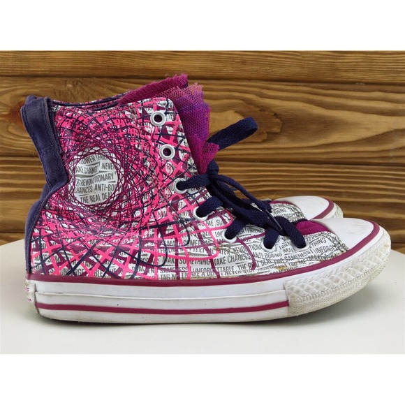Converse Sz 1 Shoes Girls Youth Sneaker Purple Fabric Lace Up - Picture 5 of 10